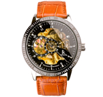 Ik Skeleton Elegance Gold Black Dial