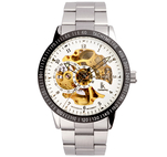 Ik Skeleton Business Gold White Dial